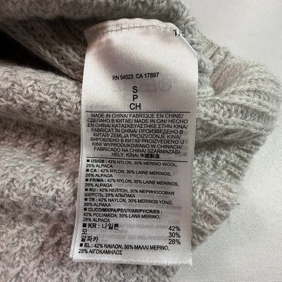 Banana Republic Alpaca Merino Wool Blend Funnel Neck Sweater Gray Small - Picture 7 of 12